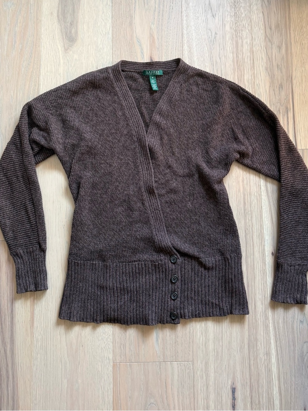 Ralph Lauren Brown Button-Front V-Neck Cardigan